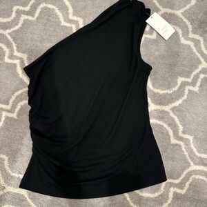 a new day Black One-Shoulder Tank Top